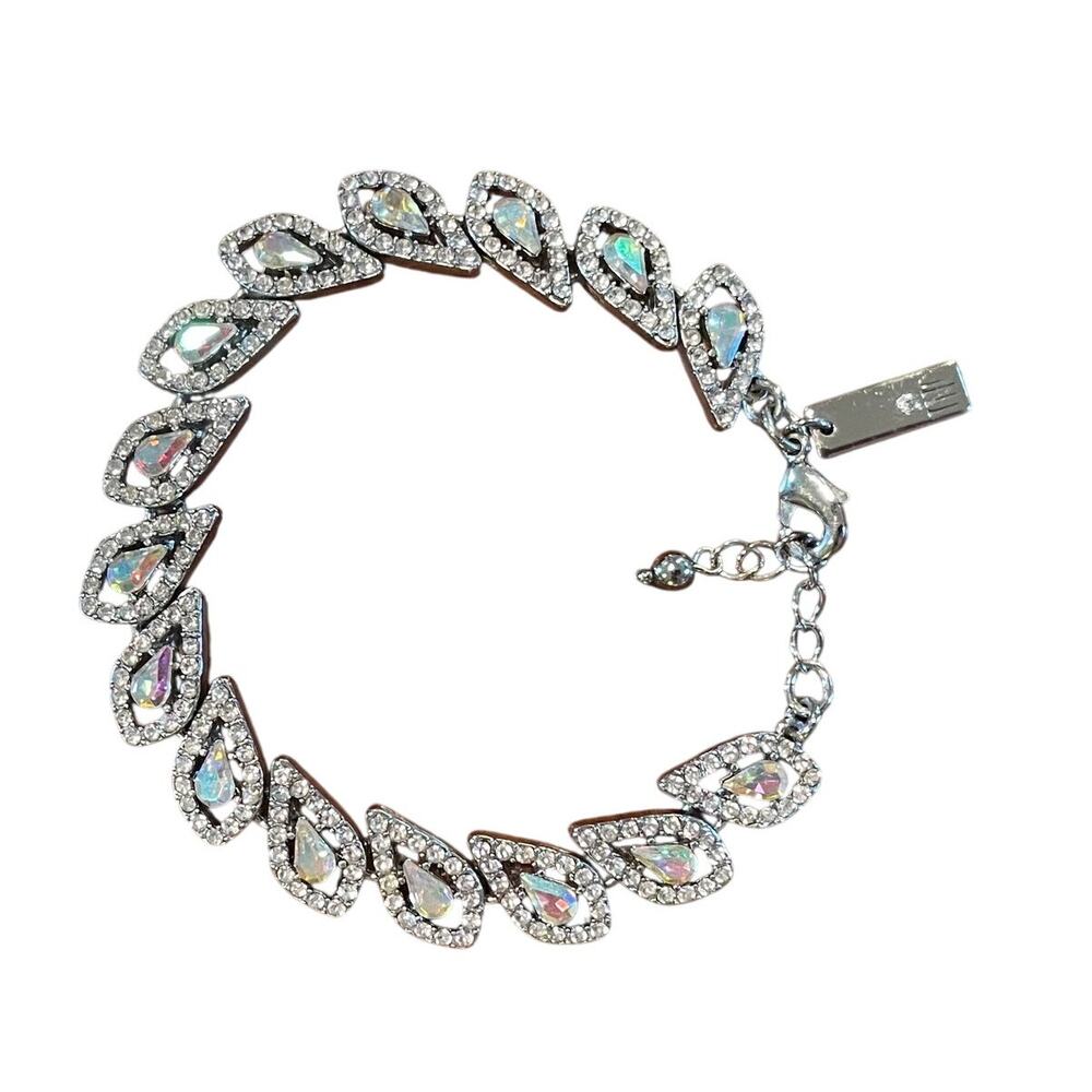 Inc. International Silver Tone Crystal Teardrop Bracelet, Feminine, Glam
